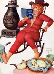 Хильда в пижаме читает ужастик на кресле-качалке, Толстушка Хильда комикс 006