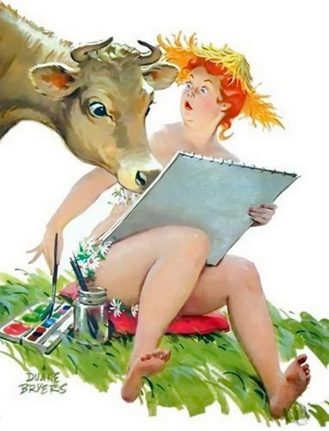 корова смотрит рисунок Хильды