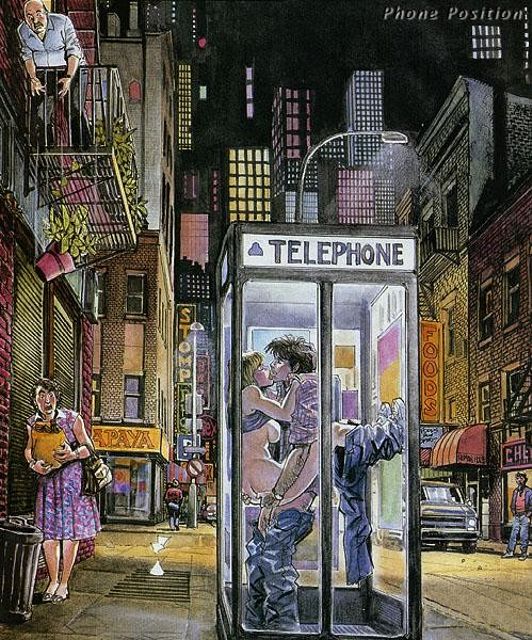 «телефонная» поза секса. картинка комикс