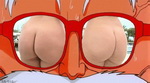 дрыгающиеся голые женские попы отражаются в очках Санты Клауса, аниме гиф