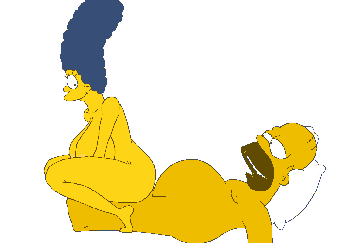 порно gif картинка, изображение секса Симпсонов, Мардж подпрыгивает на члене Гомера Симпсона в позе обратной наездницы