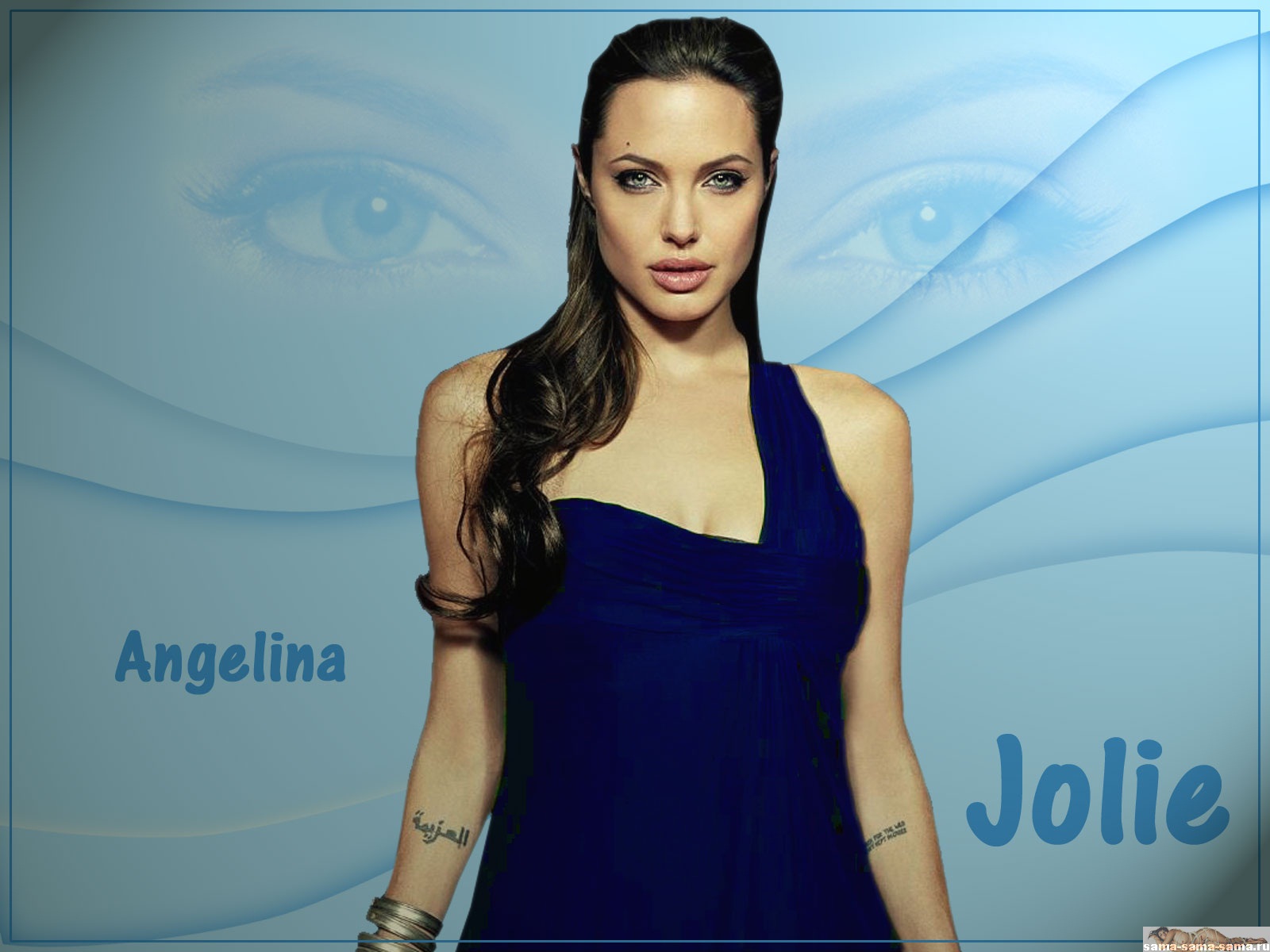 Анжелина Джоли в синем платье. обои Модели для рабочего стола  28