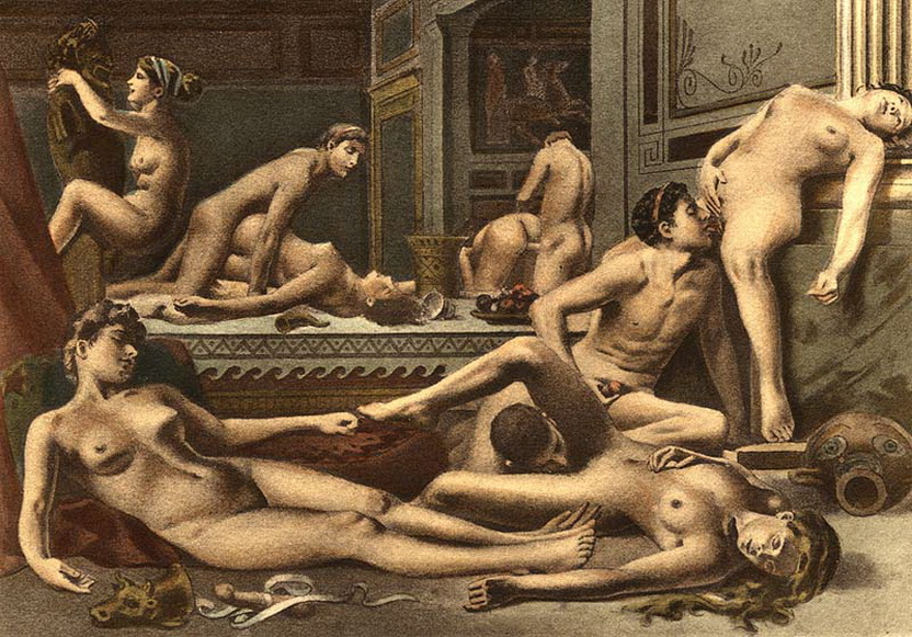 древнеримская оргия, эротическая гравюра, эротическая живопись