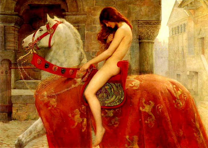 Голая девушка на красном коне, эротическая живопись