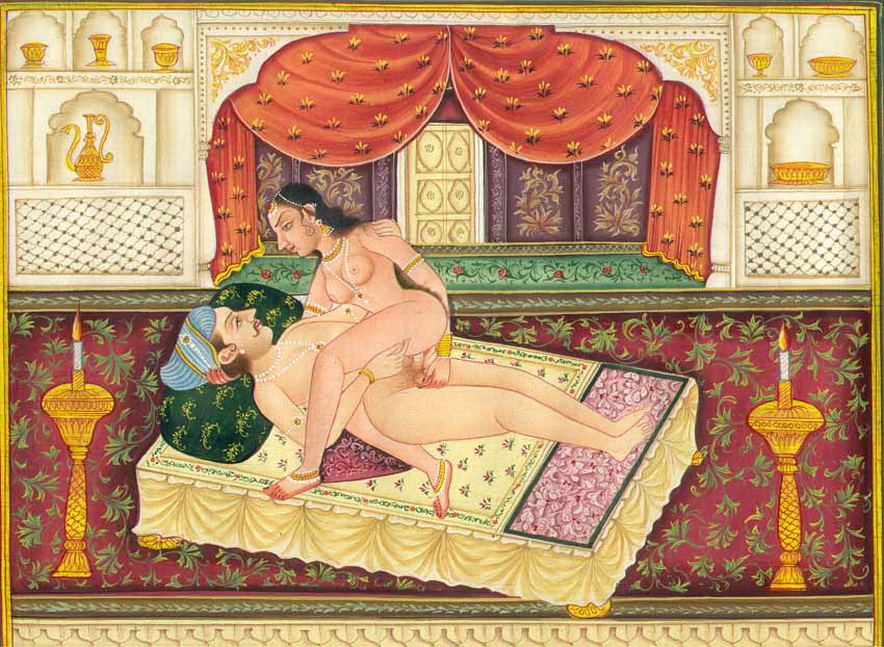 индийский секс в позе наездницы, старинная эротическая гравюра