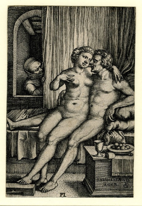 подглядывание за сексом соседей, старинная эротическая гравюра