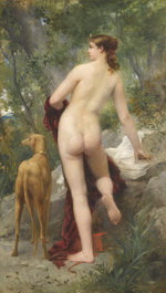 Артемида с борзой рисунок женщины с животным 03107