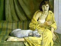 женщина с питбулем рисунок женщины с животным 03121
