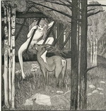 женщина с ланью рисунок женщины с животным 03123
