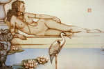рисунок женщины с животным 0320