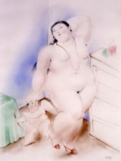 Два ангела, живопись голые женщины и животные