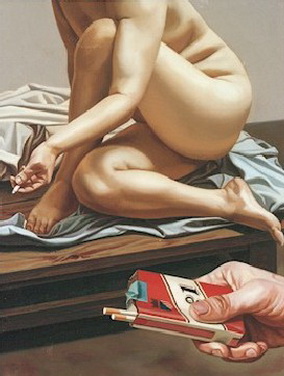 Сигареты, живопись голые женщины и животные