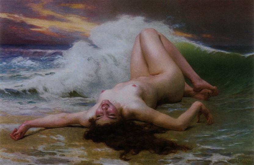 Волна, живопись голые женщины и животные