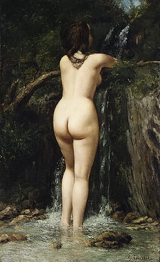 Под водопадом, живопись голые женщины и животные
