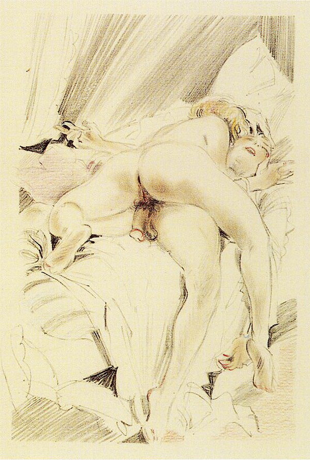 женщина лежит сверху на мужчине с опавшим после секса членом, живопись голые женщины и животные