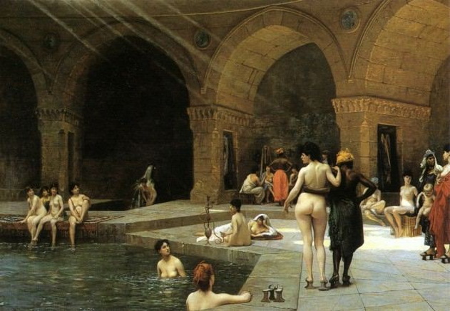 голые подружки в бане, эротический рисунок