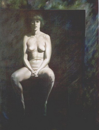 Одинокая голая тетка, эротический рисунок