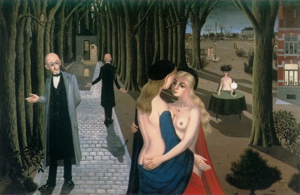 Прохожий смотрит на голых лесбиянок, произведение изобразительного искусства с эротикой и сексом