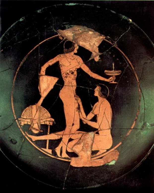 греческая ваза. картинка художественной эротики