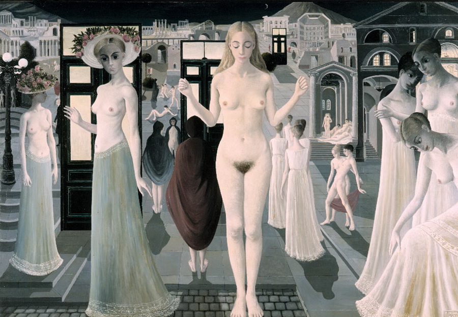 Шляпки голых девушках в странном городе, произведение изобразительного искусства с эротикой и сексом