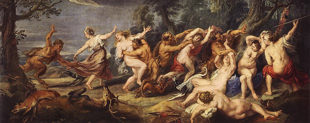 Нападение сатиров на отряд голых толстых амазонок, произведение изобразительного искусства с эротикой и сексом