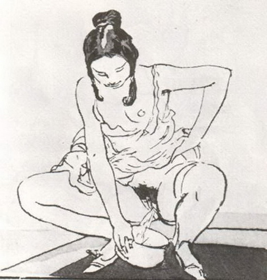 рисунок писающей в горшок женщины, рисунок секса 