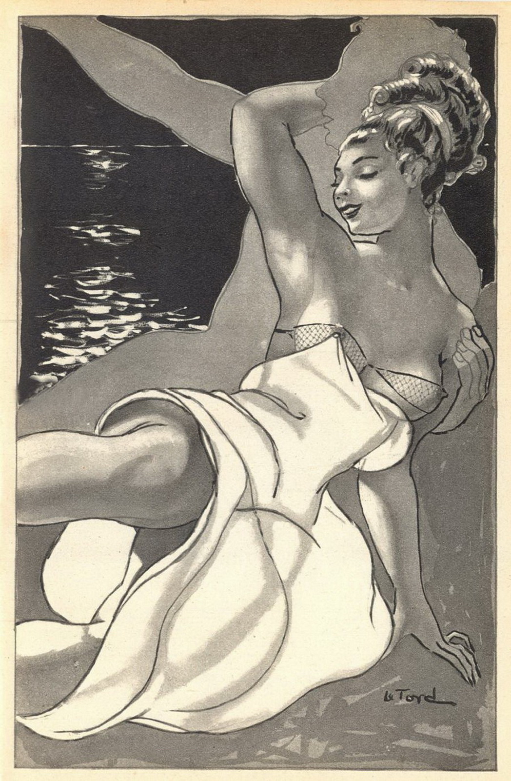 лунная дорожка, рисунок секса девушки на пляже под луной, рисунок секса 