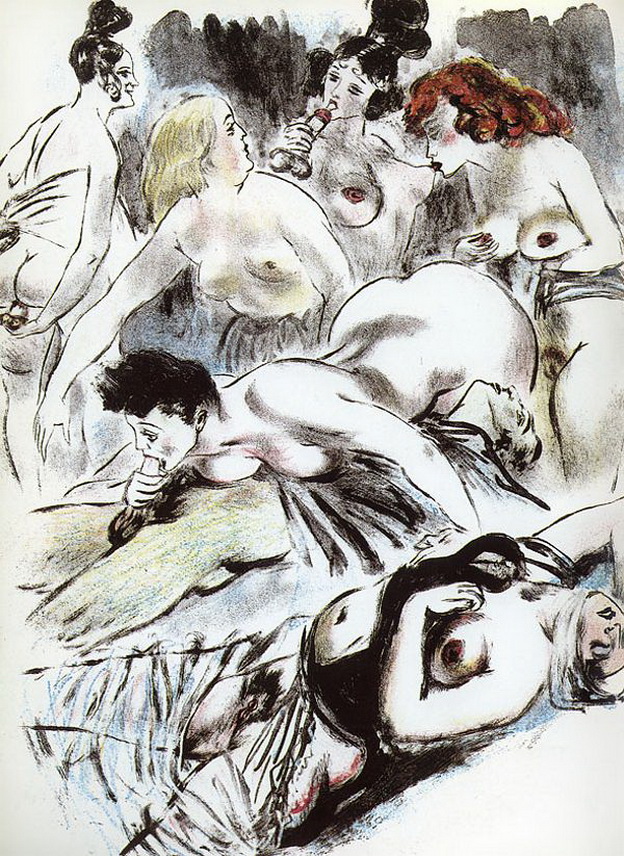 оргия четырех голых толстых теток с одним мужчиной, рисунок секса