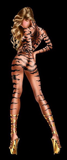 обнаженная девушка с тигриной раскраской 