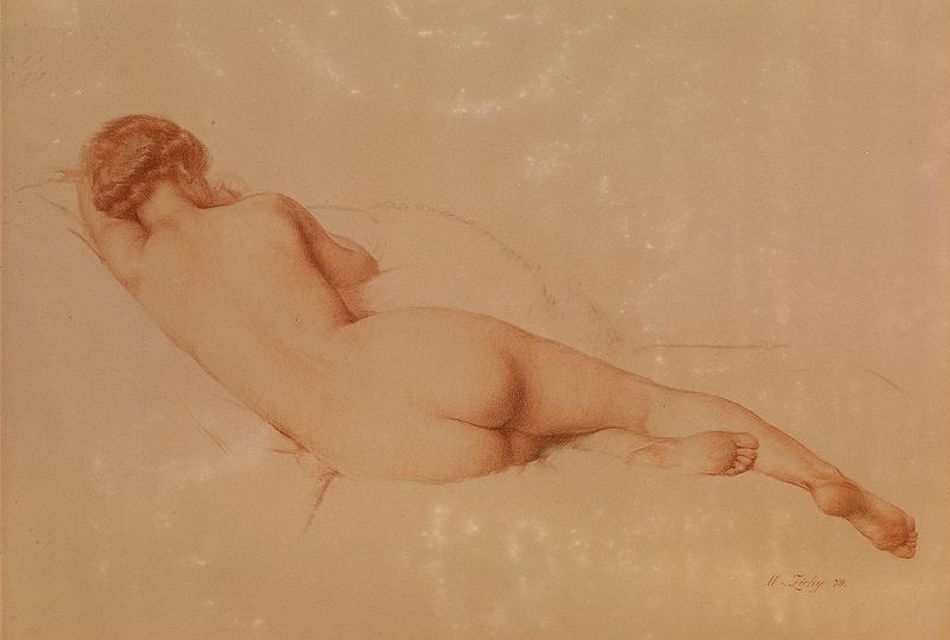 рисунок голой девушки лежащей на боку в постели спиной к зрителю, порно арт, порно рисунок