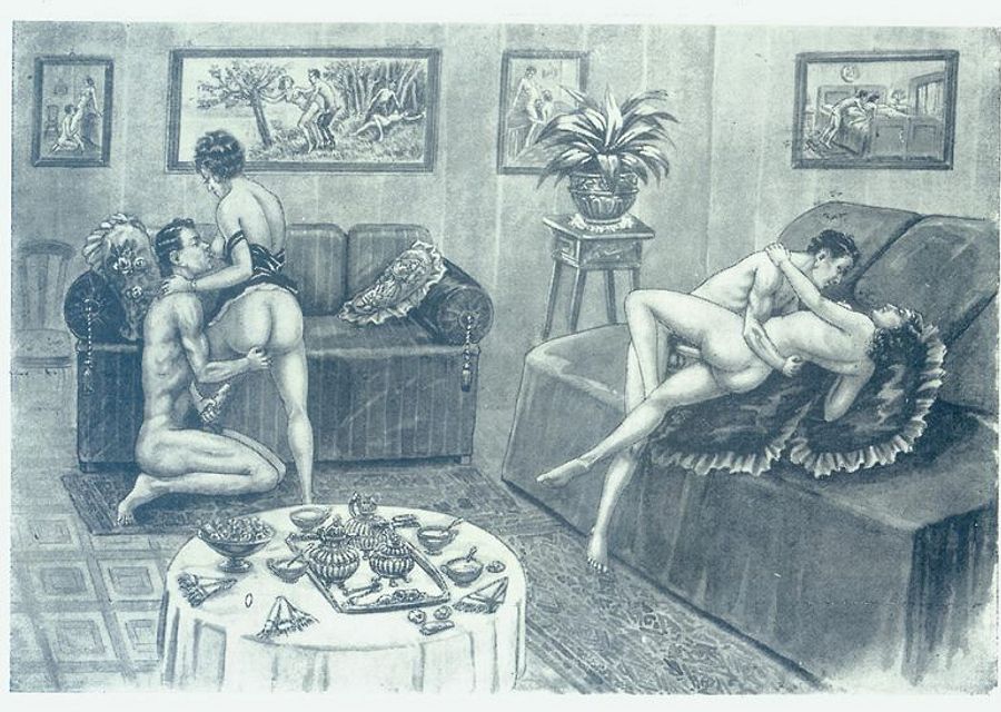 секс свингеров на чаепитии с соседами, порно арт, порно рисунок