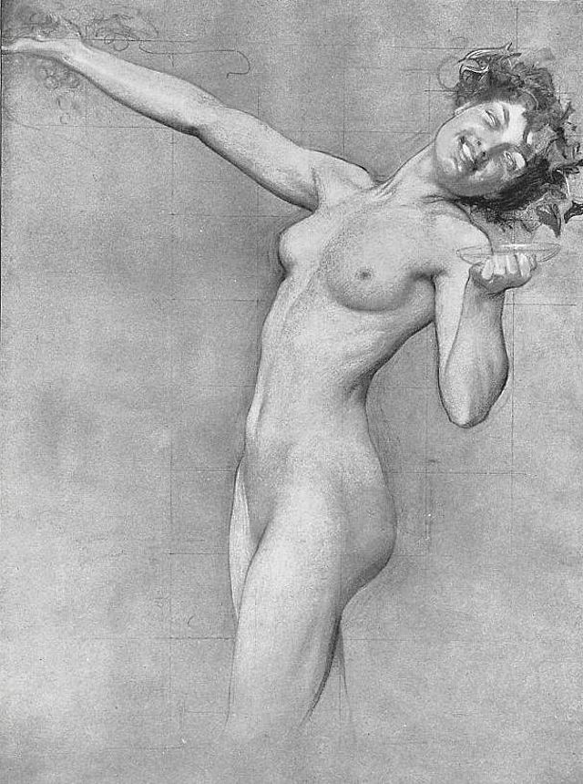 рисунок голой девушки с виноградной лозой, порно арт, порно рисунок