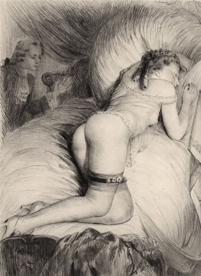 мальчик разглядывает голую маму спящую на кровати, порно арт, порно рисунок