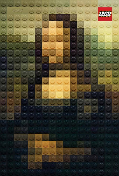 простая, очень смешная и очень эффектная реклама. Мона Лиза из Lego узнается безошибочно, смешная реклама, креативная реклама, рекламный прикол фото
