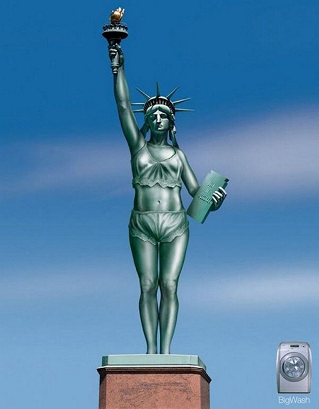 статуя Свободы в одном нижнем белье пример эротической рекламы фото
