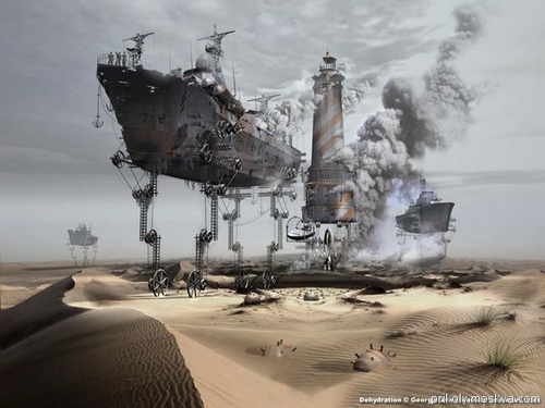 корабль пустыни, компьютерная графика в рекламных плакатах, будущее, бизнес картинка