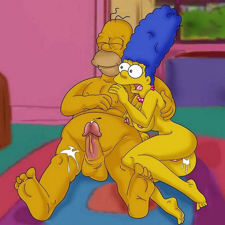 довольный гомер после анального секса ласково обнял жену рукой, рисунок Гомер Симпсон порно