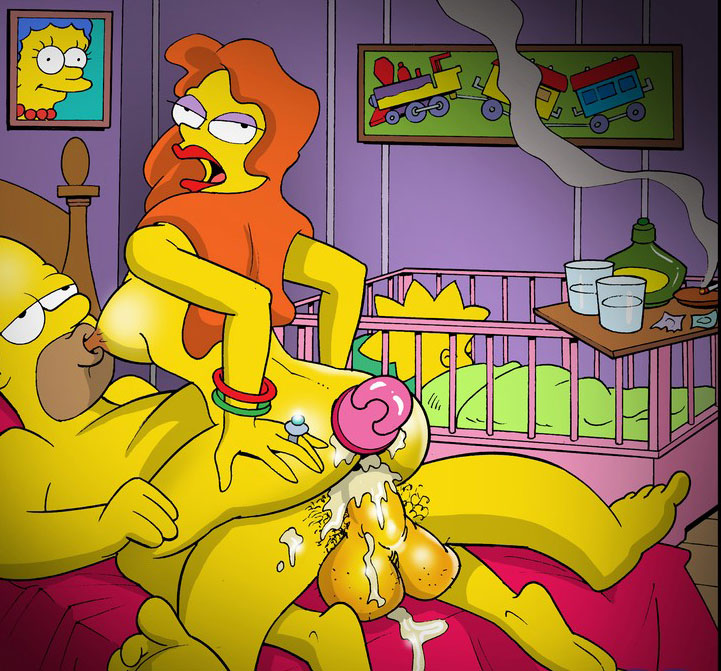 секс Гомера Симпсона с соседкой в спальне у его дочери 