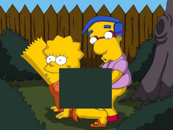 Барт в приступе родственных чувств целует Лизу когда Милхаус кончает в ее попку