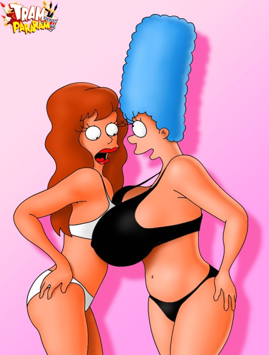 Мардж Симпсон в нижнем белье демонстрирует свои новые груди подружкам 