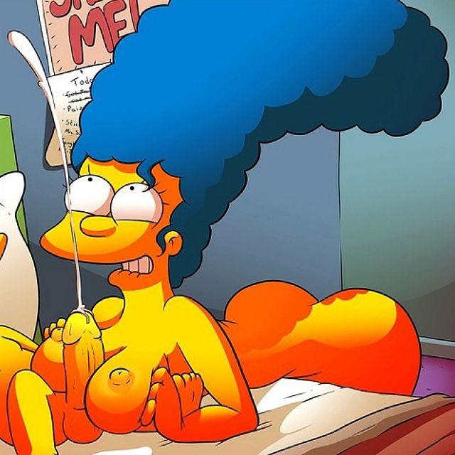 фонтанчик спермы во время минета, секс Мардж Симпсон рисунок 04