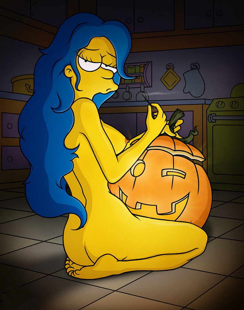 Мардж голышом готовится к Хэллоуину, сисястая Мардж Симпсон рисунок 06
