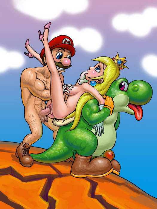 Марио трахает Принцессу тиская ее за сиськи. Марио порно картинка 01