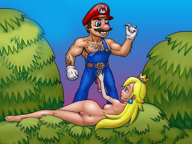 голая Принцесса Пич гладит пенис Марио. Марио порно картинка 07