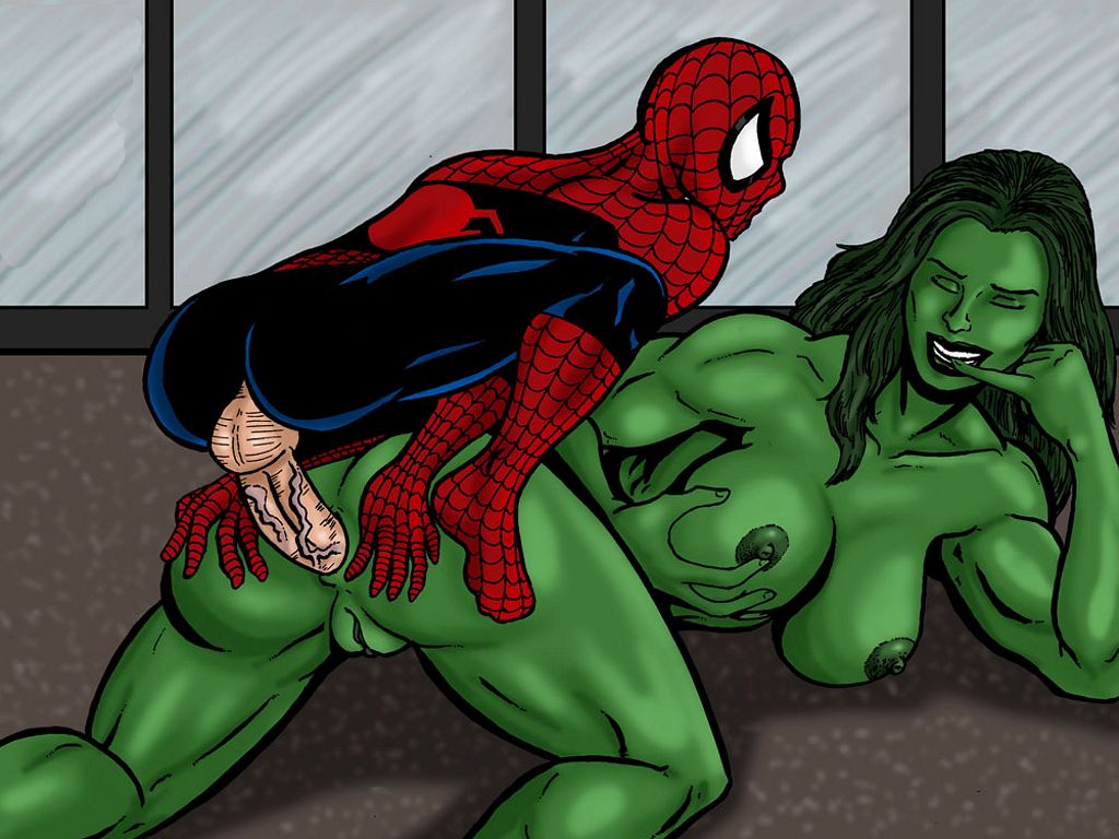 Человек-паук имеет Женщину-Халк в задний проход  