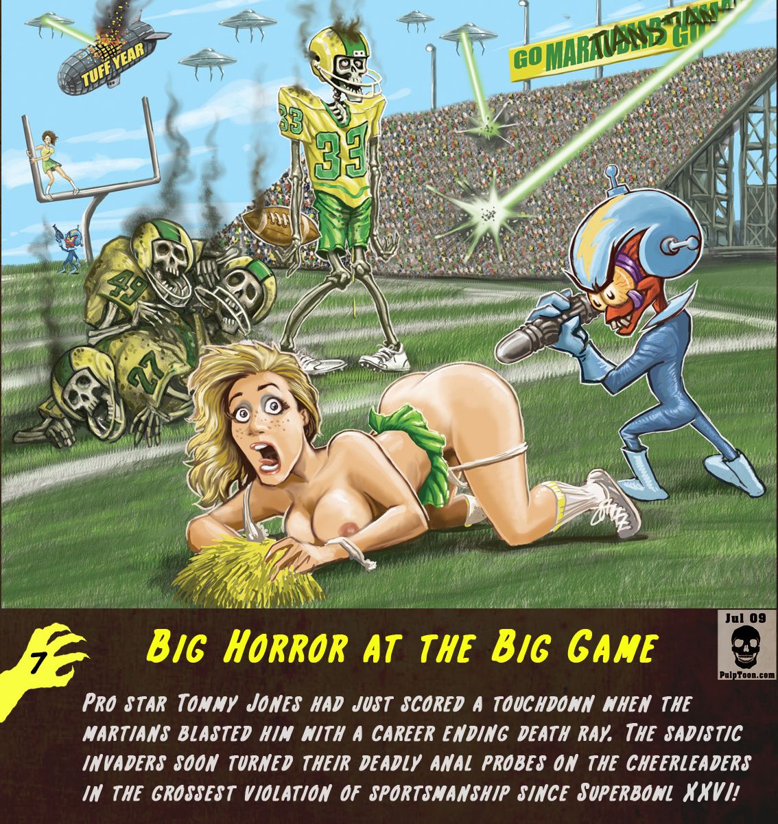 порно с монстрами, инопланетяне напавшие на футболистов втыкают странное устройство а попу чирлидерши