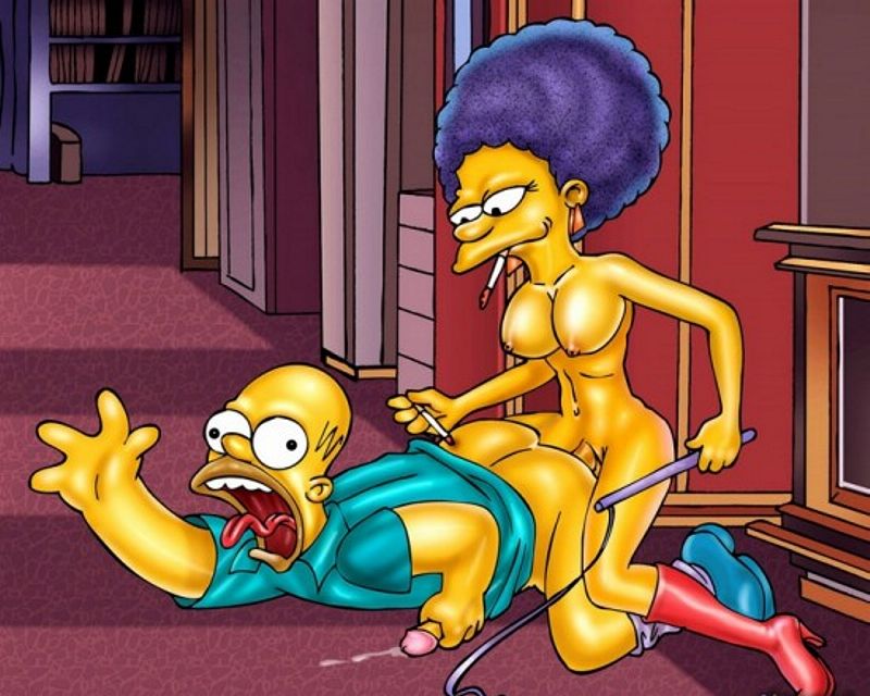Симпсоны эротика, Сельма Бувье жестоко жестко трахает Гомера прижигая его горящей сигаретой  
