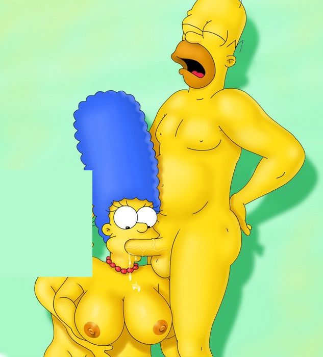 Симпсоны эротика, Лиза поддерживает свою голую мамашу Мардж у которой сперло дыхание во время минета глубокое горло Гомеру Симпсону
