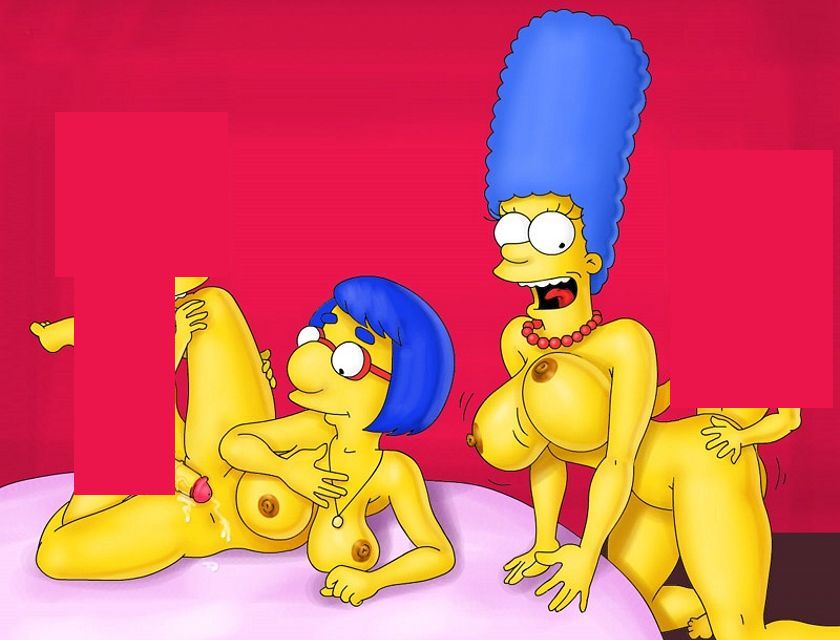Симпсоны эротика, семейный секс в мультсериале Симпсоны - Милхаус стоя трахает Мардж Симпсон, а Барт трахает его мамашу лежа