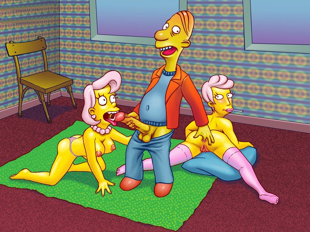 групповой секс персонажей мультсериала Симпсоны на полу